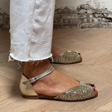 FLAVIA | Elegant and Sparkling Flat Glitter Sandal - Threadford