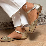 FLAVIA | Elegant and Sparkling Flat Glitter Sandal - Threadford