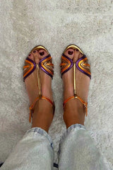 NERINA | Low multi-strap sandals with elegant metallic details - Threadford