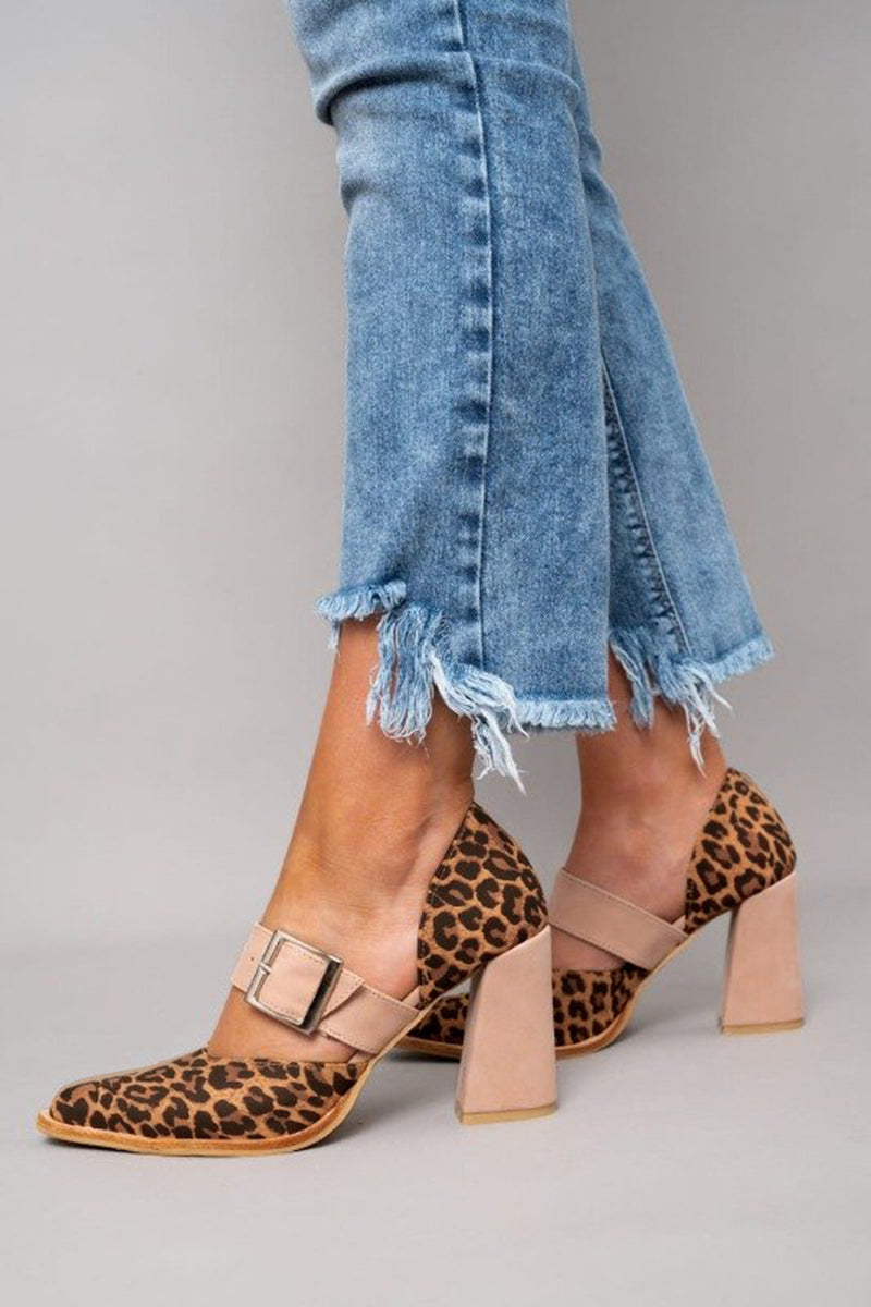 Avano™ | Elegant leopard print suede sandals with a stable heel and superior comfort - Threadford
