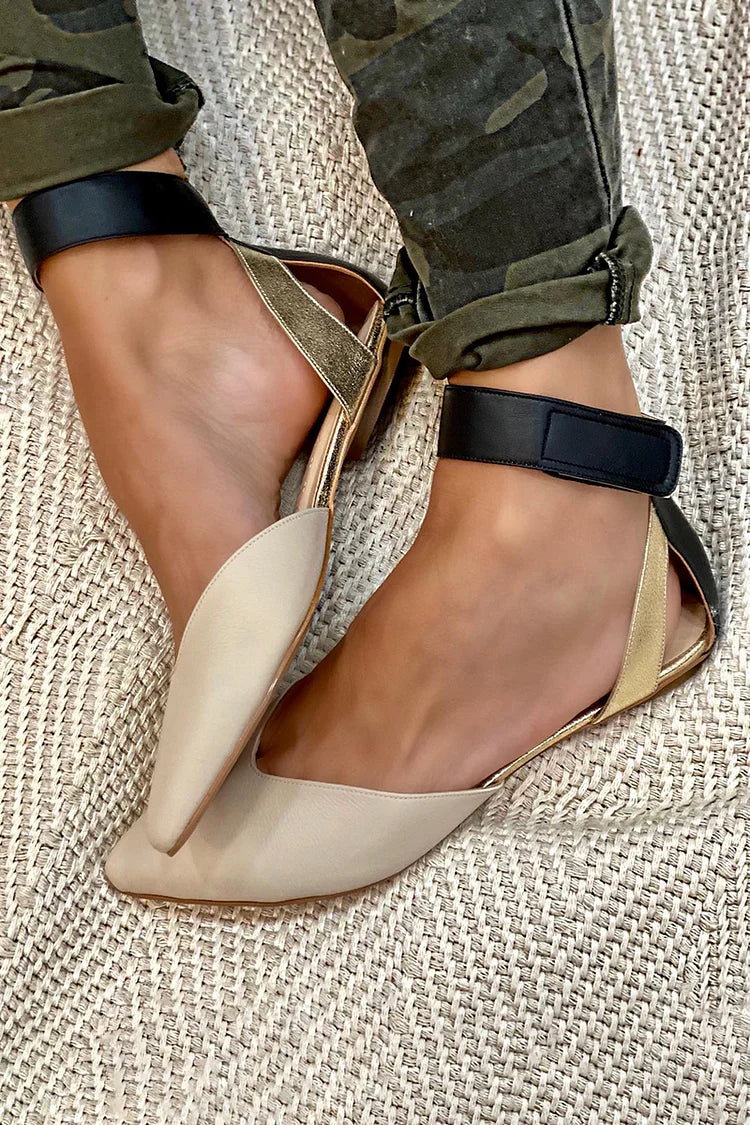 ELENA | Elegant pointed ballet flats with ankle strap for a refined style - Threadford
