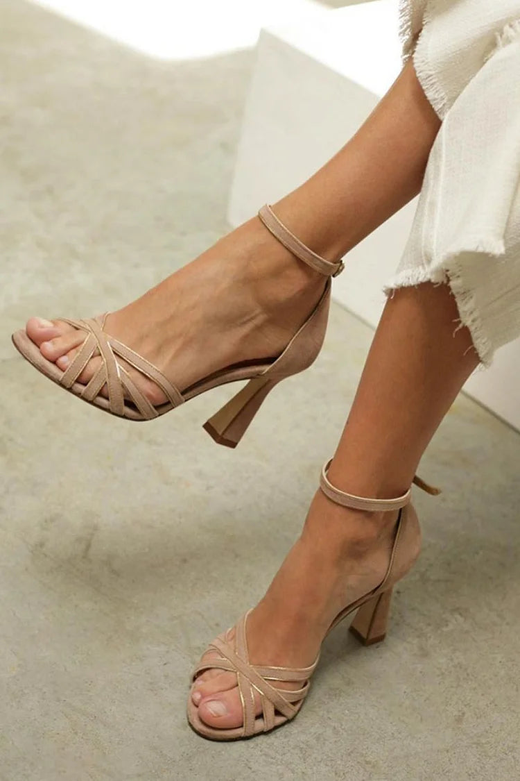 DALIA | Elegant Cross-Strap Heeled Sandal for a Chic and Comfortable Look - Threadford