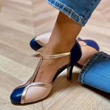 Laya™ | Elegant court shoes with T-strap, round toe, colourful and extremely comfortable - Threadford