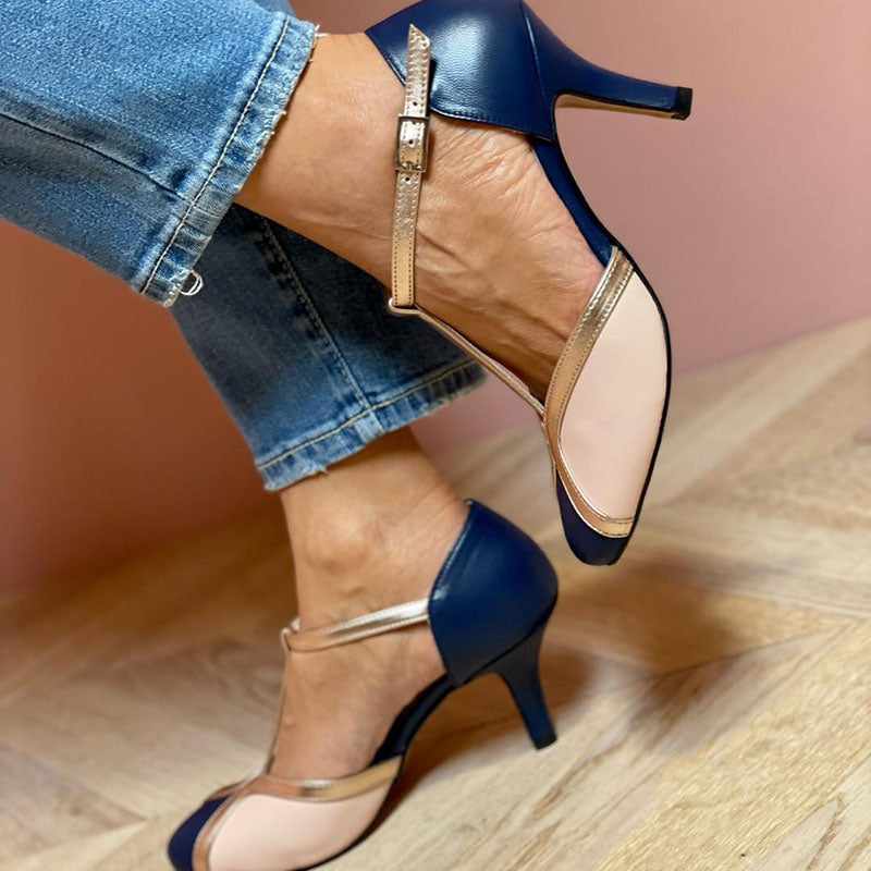 Laya™ | Elegant court shoes with T-strap, round toe, colourful and extremely comfortable - Threadford