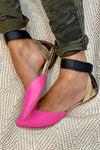 RINA | Elegant colour block ballet flats with ankle strap for a sophisticated look - Threadford