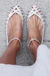 GIADA| Elegant woven ballerina with ankle strap for a sophisticated style - Threadford