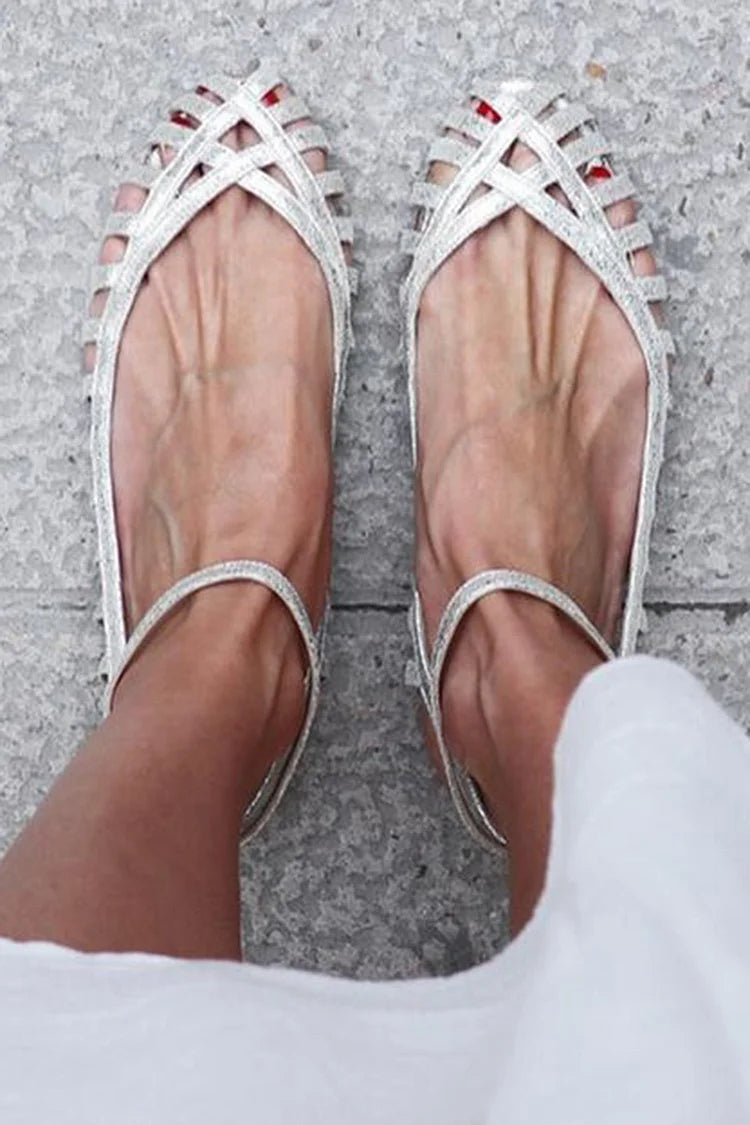 GIADA| Elegant woven ballerina with ankle strap for a sophisticated style - Threadford
