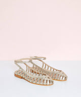 GIADA| Elegant woven ballerina with ankle strap for a sophisticated style - Threadford