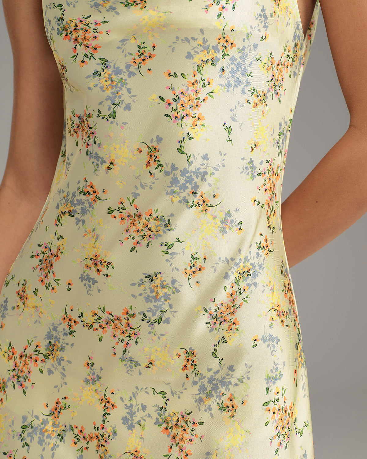 Apricot Floral Cowl Neck Sleeveless Maxi Dress - Threadford