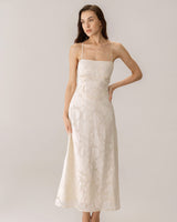 Apricot Jacquard Corset Slip Maxi Dress - Threadford