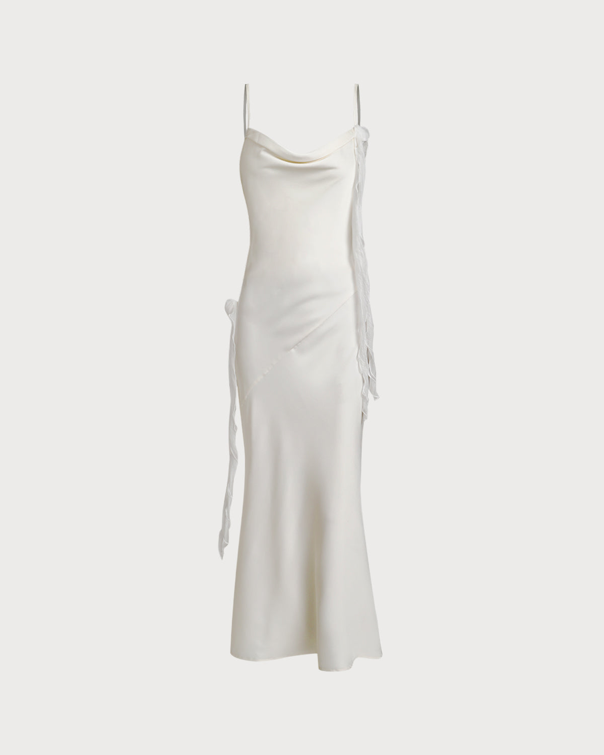 Beige Ruched Backless Slip Maxi Dress - Threadford