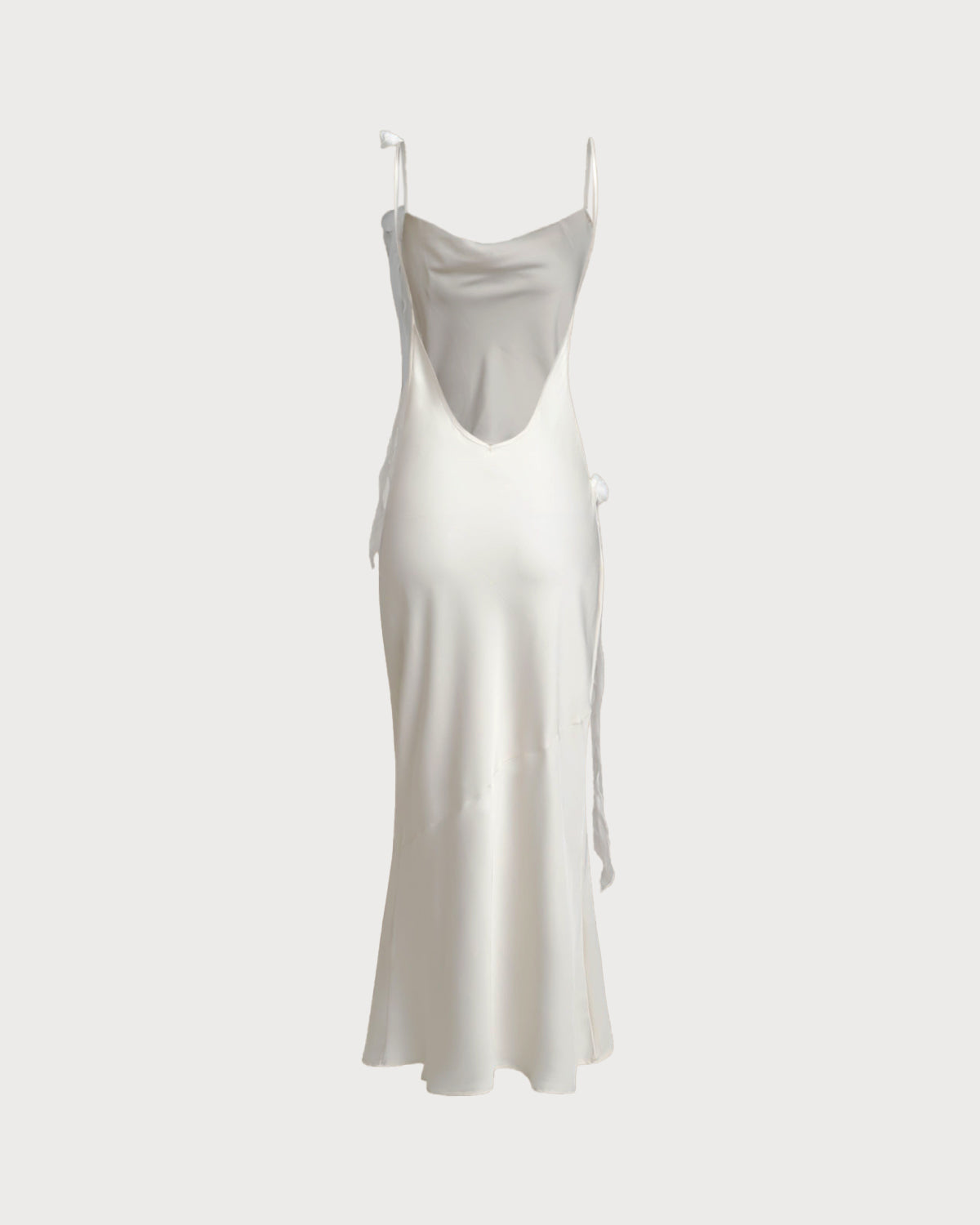 Beige Ruched Backless Slip Maxi Dress - Threadford