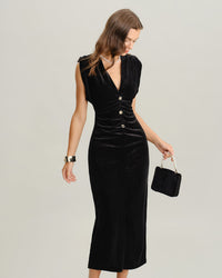 Black Velvet Bodycon Maxi Dress
