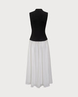 Black Contrasting Knit Ribbed Maxi Dress - Threadford