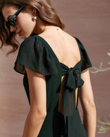 Black Sweetheart Neck Chiffon Maxi Dress - Threadford