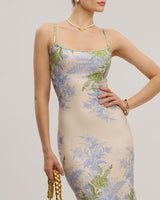 Green Floral Slip Mermaid Maxi Dress - Threadford