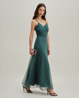 Green Mesh Wrap Slip Maxi Dress - Threadford