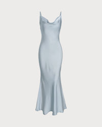 Grey Satin Slip Maxi Dress
