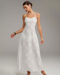 White Jacquard Slip Maxi Dress