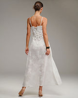 White Jacquard Slip Maxi Dress - Threadford