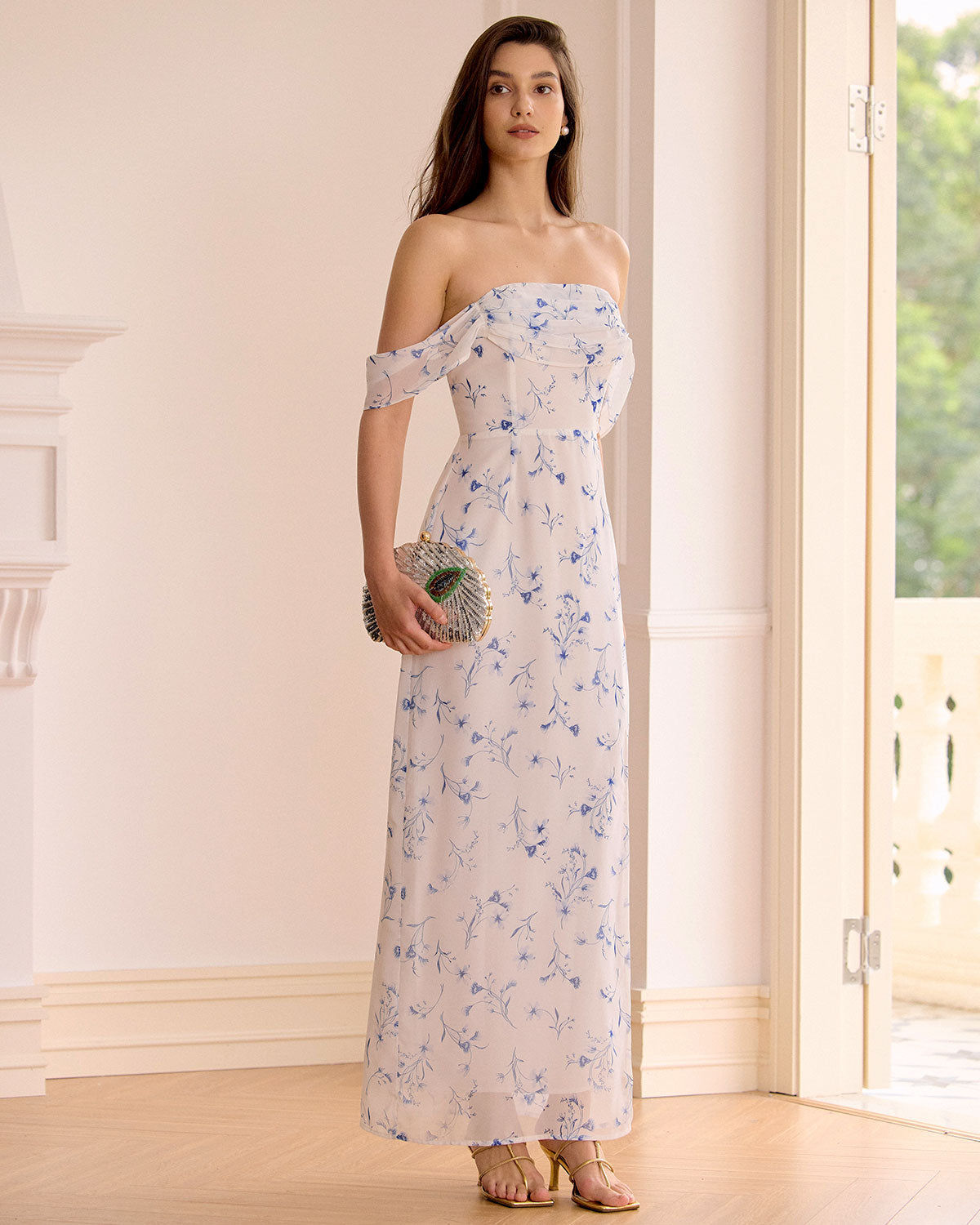The White Floral Slit Strapless Maxi Dress - Threadford