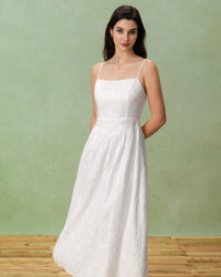 White Embroidery Slip Maxi Dress
