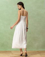 White Embroidery Slip Maxi Dress - Threadford