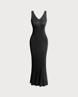 Black Bodycon Sleeveless Slit Midi Dress - Threadford