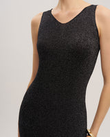 Black Bodycon Sleeveless Slit Midi Dress - Threadford
