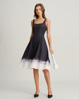 Black Contrast Square Neck Slip Midi Dress - Threadford