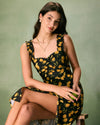 The Black Sweetheart Neck Lemon Midi Dress - Threadford