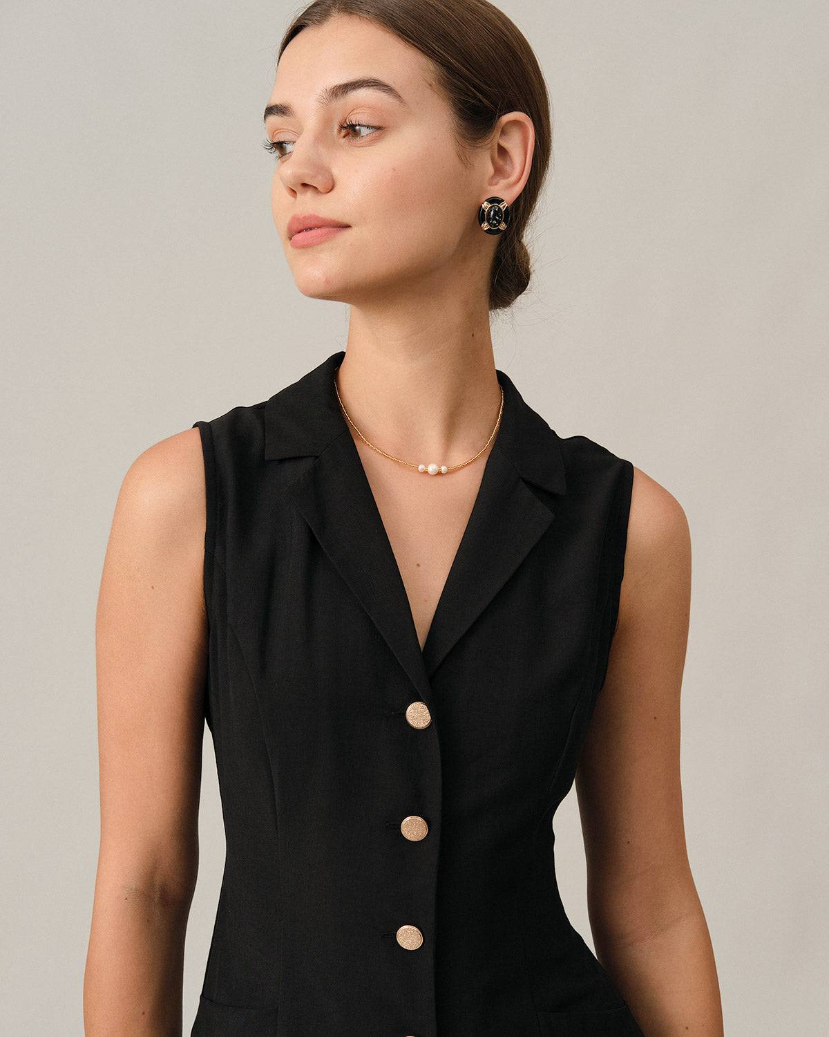 The Black V-Neck Tunic Midi Dress - Threadford