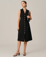 The Black V-Neck Tunic Midi Dress - Threadford