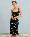 The Black Wave Mermaid Hem Knit Midi Dress - Threadford