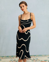 The Black Wave Mermaid Hem Knit Midi Dress - Threadford
