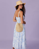 The Blue Square Neck Floral Ruched Midi Dress - Threadford