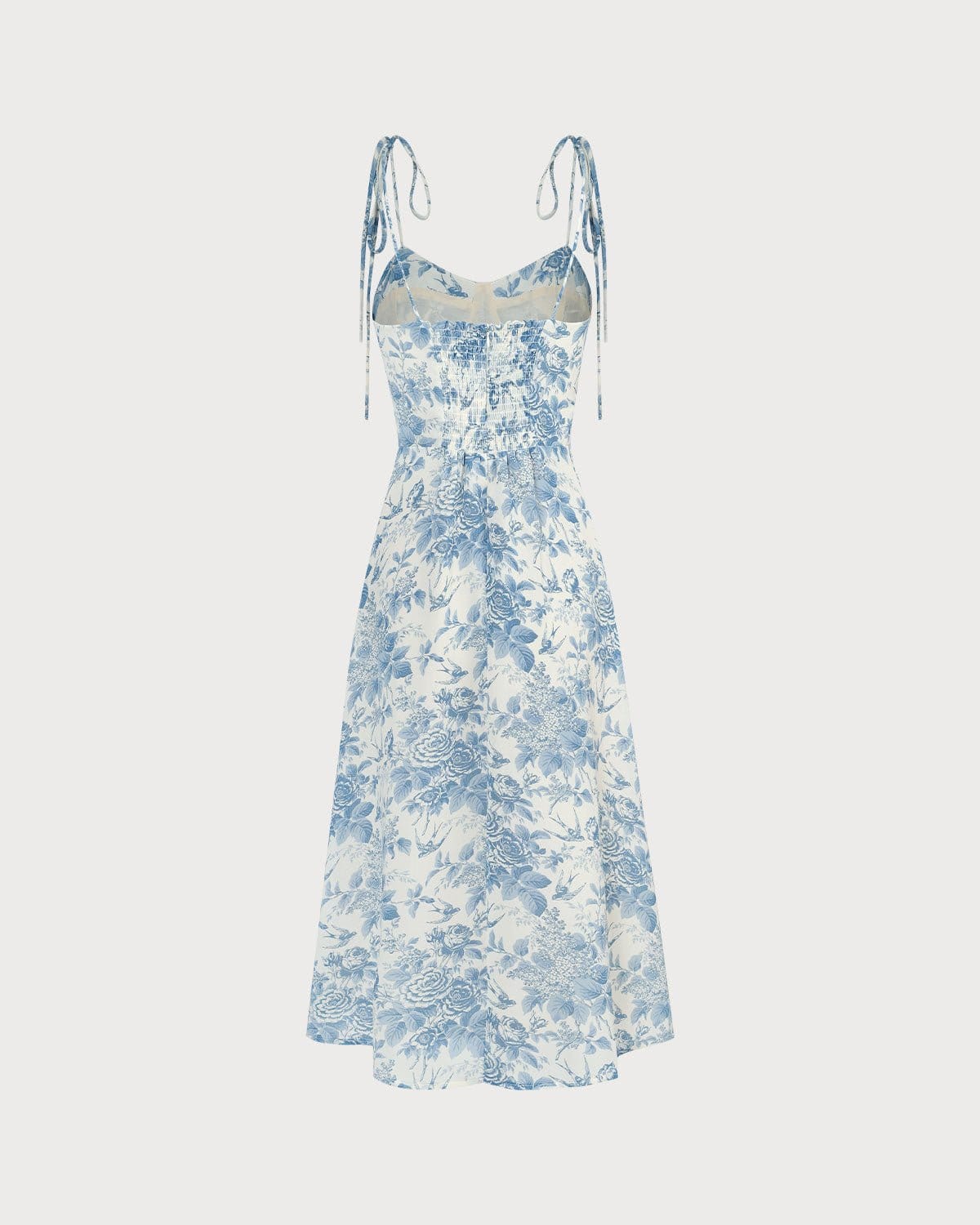 The Blue Sweetheart Neck Shirred Midi Dress - Threadford