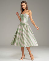 Green Striped Slip Midi Dress - Threadford