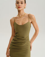 Green Bodycon Slip Midi Dress - Threadford