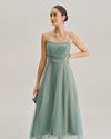 Green Mesh Flowy Slip Midi Dress - Threadford