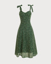 The Floral Tie Straps Midi Dress - Threadford