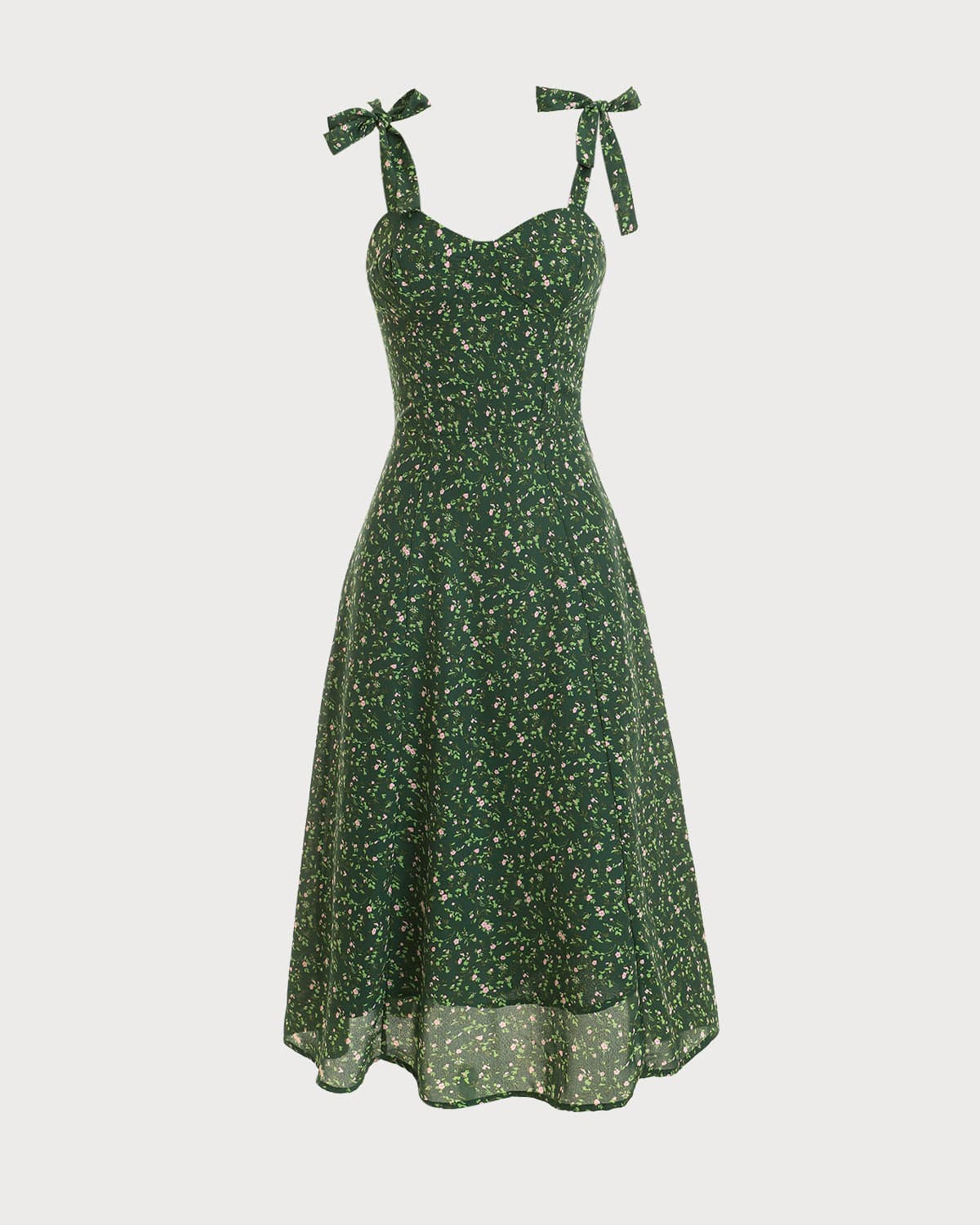 The Floral Tie Straps Midi Dress - Threadford