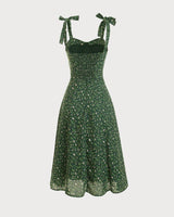 The Floral Tie Straps Midi Dress - Threadford