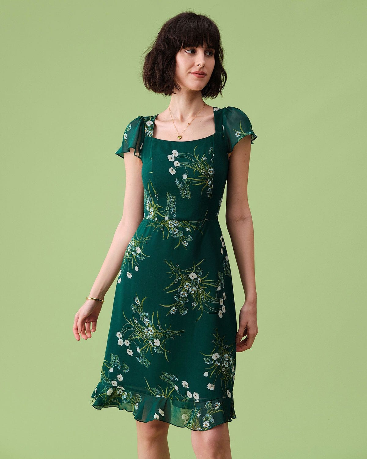 The Square Neck Backless Floral Midi Dress - Threadford