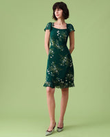 The Square Neck Backless Floral Midi Dress - Threadford