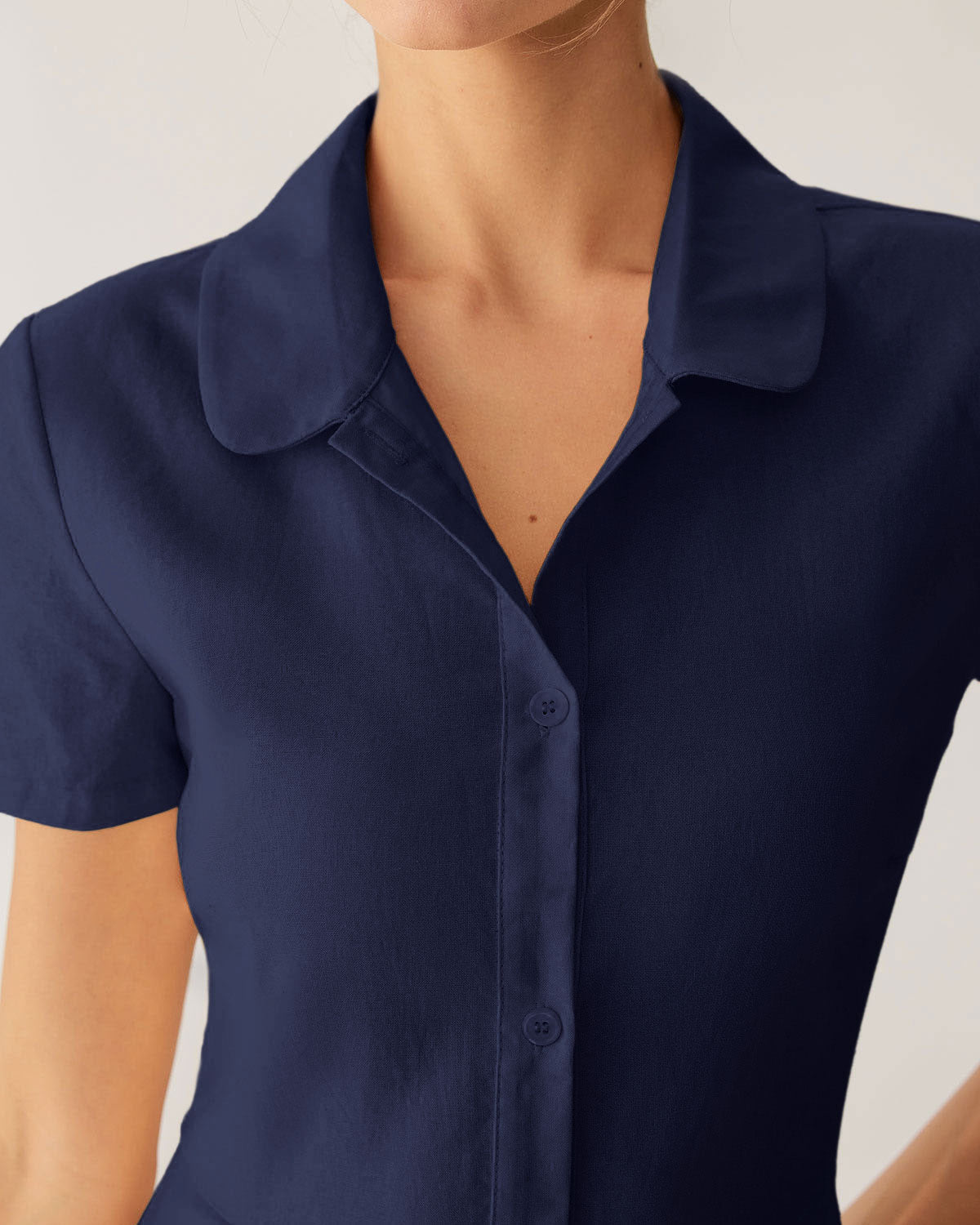 Navy Pocket Short Sleeve Midi Dress - Threadford