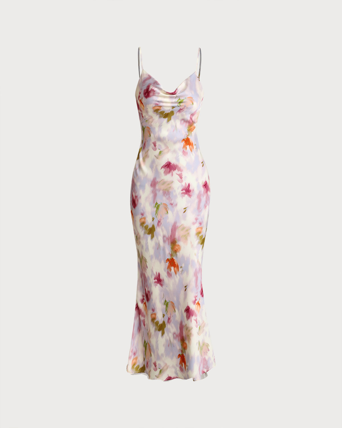Pink Floral Mermaid Slip Midi Dress - Threadford