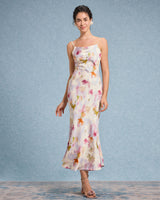 Pink Floral Mermaid Slip Midi Dress - Threadford