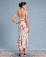 Pink Floral Mermaid Slip Midi Dress - Threadford