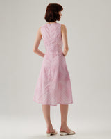 Pink Striped Sleeveless Midi Dress - Threadford